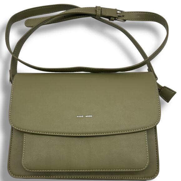 Pixie Mood Handbags - Pixie Mood Olive Green Crossbody Bag Medium Flap Top Sage Adjustable Zip Top